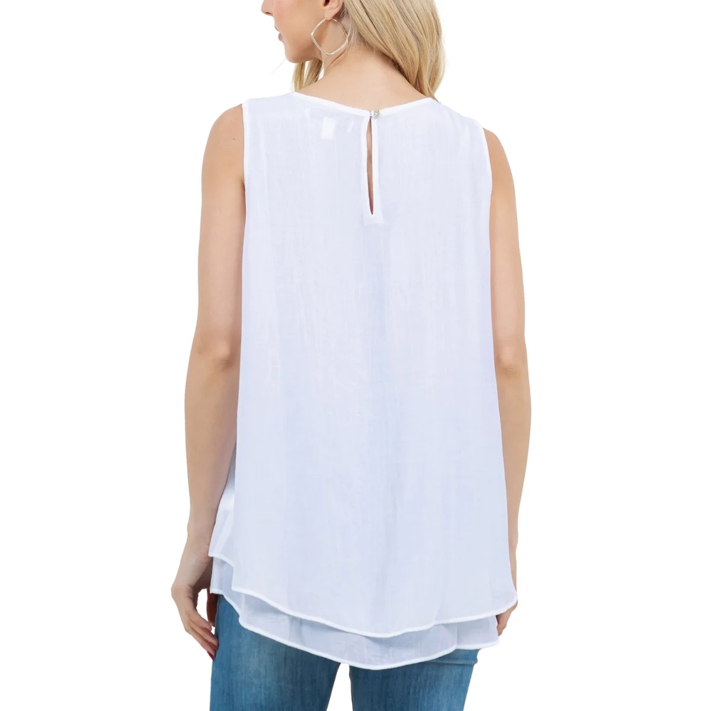 Women's White Sleeveless Top - Picture 3 of 10